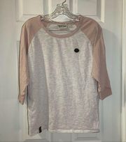 Naketano Cream/Pink Raglan 3/4 Sleeve Top size L