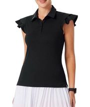 Jack Smith Women’s Golf Tennis Sport Polo Shirt Ruffle Sleeve Black NEW Size 2X