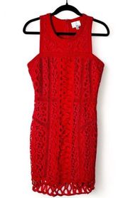 Gremlin - Orange Crocheted Lace Tank Bodycon Sheath Dress - Sz. S