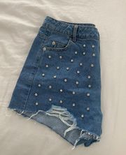 Studded Jeans Shorts