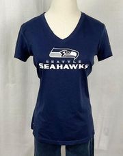 Nike  Seattle Seahawks T-Shirt Dri-Fit Navy Short Sleeve V-Neck Ladies Sz Med Tee