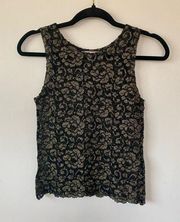 Y2k Lace Stretch see through fairy goth cropped tank top size Small