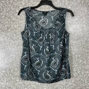 Talbots Petite Women’s Blue Paisley Sleeveless Corpcore Blouse - Size 10P - Silk