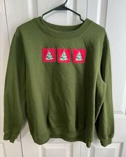 Rebecca Malone Green Sweatshirt with Christmas trees size XL