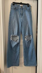 Wide Leg Distressed Jeans