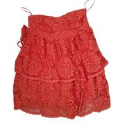 NWT $190 Anthropologie × Maeve Red Strapless Lace Mini Tiered Side Zip Dress 1X