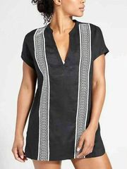 Athleta Column Embroidery Luxe Kaftan Swim Cover Up Black Sea Salt Size Large