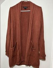 Burnt Orange Cable Knit Cardigan