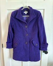 Preston & York Women's Size 6 Longline Peacoat Imperial Purple Wool Dress Coat