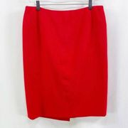 ESCADA Y2K 00s Red 100% Wool Knee Length Pencil Skirt