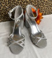 Silver Sparkle Strappy Wedge Heel Shoes | 8 |