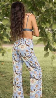 NWT $50  x Victoria Garcia Dark Blue Flannel Pajama Pull-On Pants S