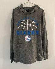 NBA Philadelphia 76ers Sixers Pullover Hoodie Lightweight Gray Blue White Size S