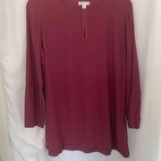 14th & Union Women’s Blouse Burgundy Long Sleeve Shirt Keyhole Top Size Small