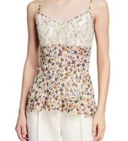 Chloe Floral Print V-Neck Top w/ Lace Trim. Size Medium (38) NWT