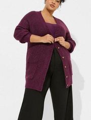 Torrid Boyfriend Cardigan Pointelle Sleeve Sweater Oversized Sz 2X