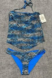 NEW BECCA by Rebecca Virtue Animal Snake Untamed Tankini Swim Top & Bottom Set