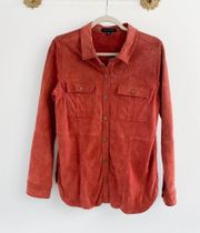 Suede Leather Rust Red Button Front Shacket Revolve