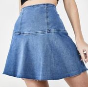 Free People We the Free Highland Denim Skirt Size 6 NWT Raw edge A-Line