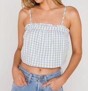 Ivy & Main Gingham Ruffle Green White Check Tank Top Size XS