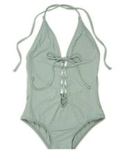 Dippin daisy’s swimwear Stone/Grey Lace up one piece bathing suit size small