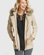 Cabi Nanook Beige Utility Coat with Fur Hood Size S