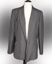 Vintage Le Suit Black on Black Striped Blazer, size 12, lovely sheen