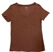 Wishlist Burnout V-neck T-shirt Size Medium brown pocket tee short sleeve