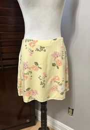 Abound Womens Straight Skirt Multicolor Yellow Floral Mini Lined Side Zip M New