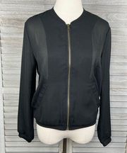 ABOUT A GIRL Sheer Bomber Jacket Black-Small