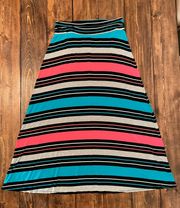 A-Line Striped Maxi Skirt - Size Medium