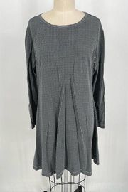 Bryn Walker Tunic Dress Sz L Black Blue Houndstooth Print Long Sleeve