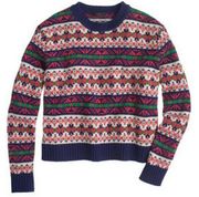 NWT J. Crew Lambs Wool Classic Fair Isle Nordic Knit Oversized Sweater Top Retro