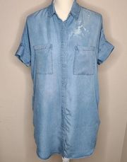 Thread and Supply Woman's Chambray‎ Shirt Dress Size Small Medium Wash