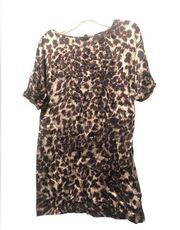 Club Monaco Silk Leopard Print Shift Dress Size 0