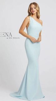 MAC DUGGAL One-Shoulder Jersey Mermaid Gown in Powder Blue US 8