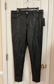 Black Faux Leather Lined 5 Pocket Skinny Pants