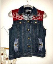 Pendleton Vest with Aztec Southwestern Wool Pattern Shoulders denim Jean