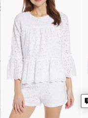 White Eyelet Tiered Blouse