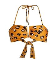 Red Carter Leopard-Print V-Notch Bandeau Bikini Top & Bottom