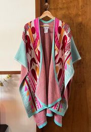 PAY'S | PPAAYYSS Boho Western Poncho "Caravan of Flight" Blue Pink Red One Size