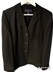 Classic Preston & York Blazer Jacket EUC Sz 12 Embellished Hem Suit Coat Black