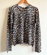 Equipment Shirly Leopard‎ Silk Cashmere Sweater Brown Leopard Crew-neck Size L