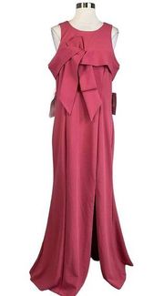 JS Collections Women's Formal Dress SIze 14 Rose Pink Bow Detail Sleeveless Gown