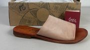 NIB Free People Flats Sz 8 UK 6 Blush/ Cognac Sandals leather slides shoes flat