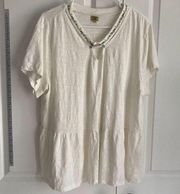 TRUE CRAFT CREAM COLOR PULLOVER BLOUSE 1X PLUS