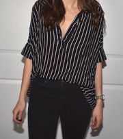 Black And White Striped Blouse