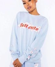 NWT Samii Ryan Revolve Dolls Kill FELT CUTE TIE Dye sweatshirt large baby blue