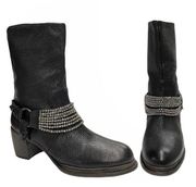 Vera Wang Natasha Biker Boots Slip On Leather Mid Calf Black Size 10M
