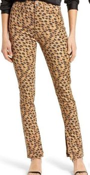 NWT We Wore What Leopard Print Split Hem Jeans